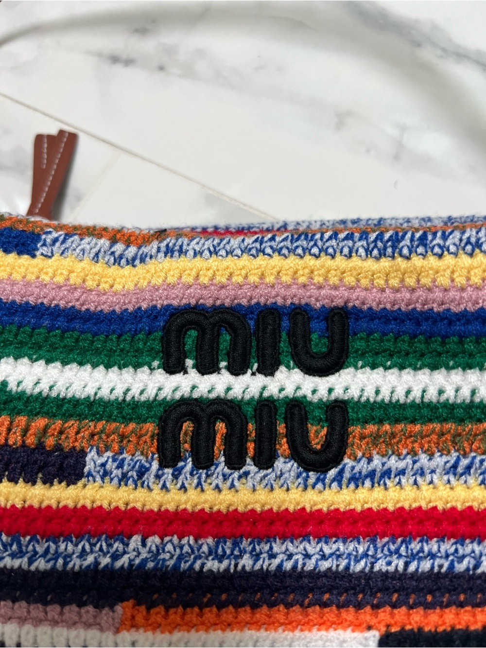 Miu Miu crochet shoulder bag with brown strap - Picture 2 of 7